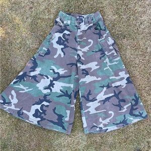 Vintage 1990s Auraze Beau Baker CARGO CAMO Baggy Extra Wide Leg Rave LARGE RARE